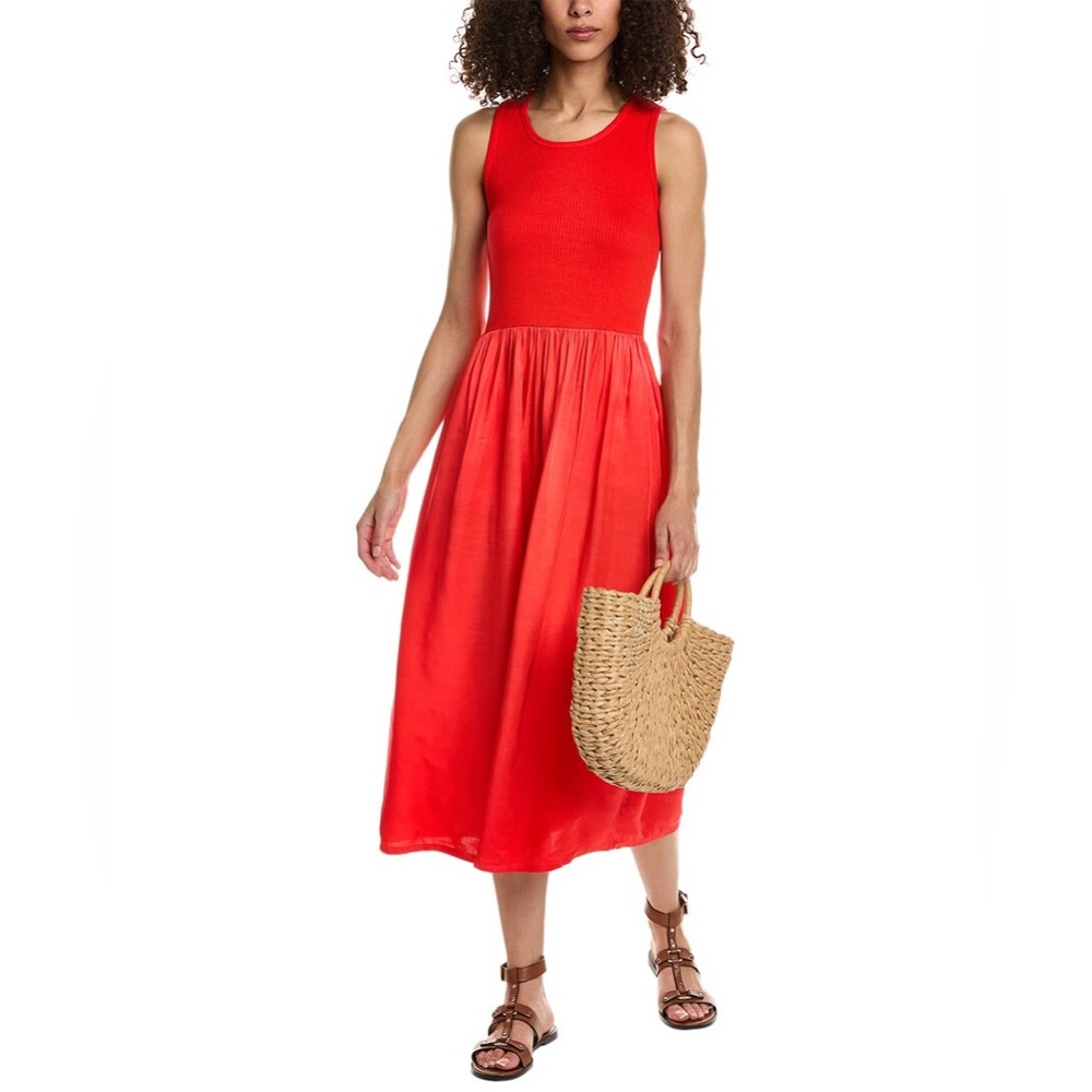 Sundry Red Orange Sleeveless Midi Dress size Small